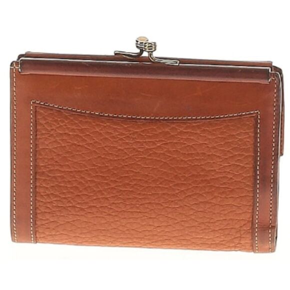 VTG Dooney & Bourke Brown British Tan All Weather Leather Kiss Lock Wallet - Picture 12 of 12